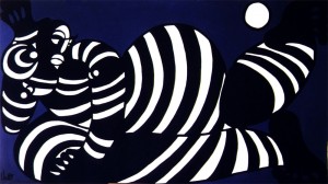 Femme Zèbre Allongée Sous La Lune